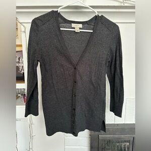LOFT Charcoal Button-Up Cardigan